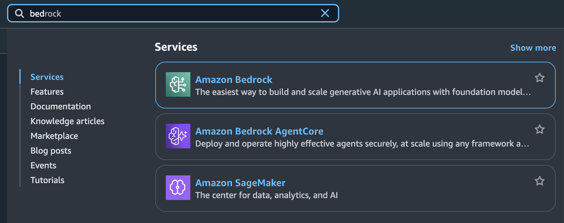 AWS Console Search